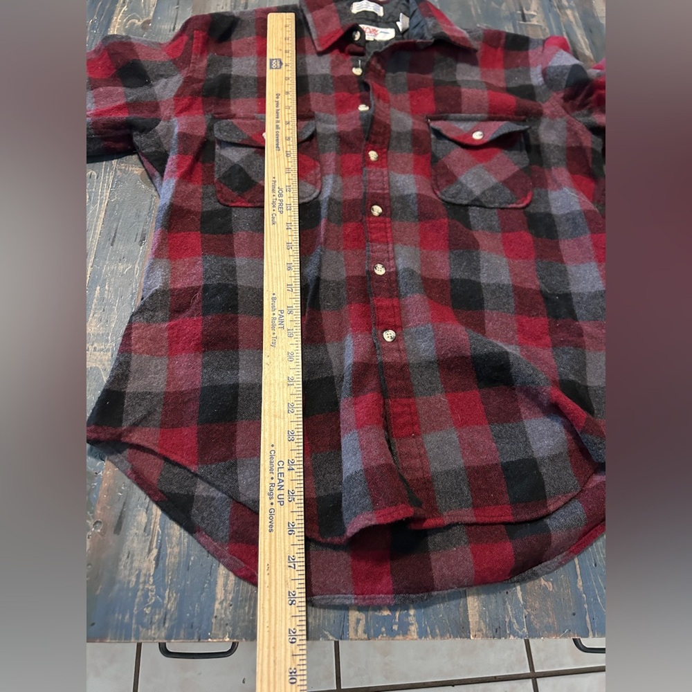 Wool Flannel Vintage Size Large Plaid‎ Red and Black Fall Autumn Winter - Picture 3 of 7